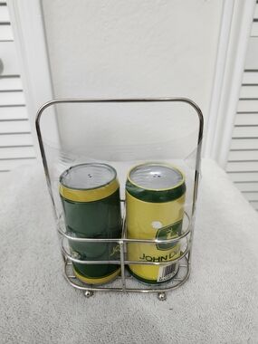 John Deere Green & Yellow Farm Logo Salt and Pepper Set with Metal Caddy